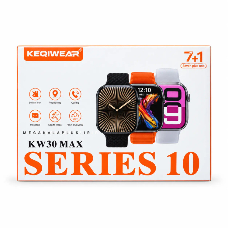 ساعت هوشمند کیکویر مدل KW30 MAX همراه با ۷ بند سیلیکونی