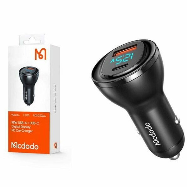 شارژر فندکی فست شارژ 95 وات مک دودو مدل CC-5670 با نمایشگر دیجیتال